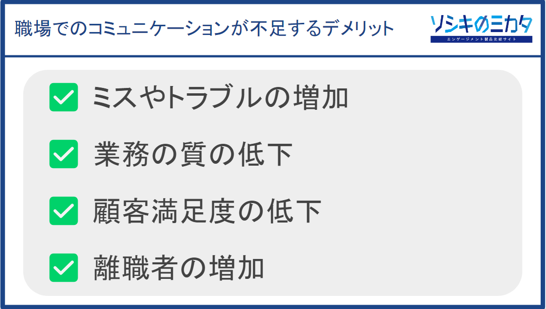 職場でのコミュニケーションが不足することのデメリット